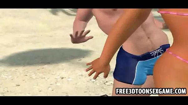 Большие 3d cartoon couple dances at the beach and feel each otherмегавидео