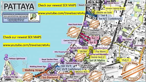 Grandes Mapa de prostitución callejera de Pattaya en Tailandia ... prostitución callejera, masajes sexuales, trabajadores de la calle, autónomos, bares, mamada megavídeos