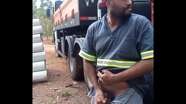 Big Worker Masturbating on Construction Site Hidden Behind the Company Truck mega Videos